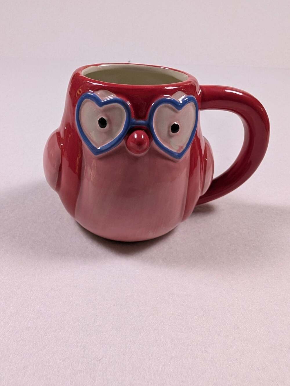 Spritz Earthenware Owl Figural Ceramic Mug with Heart Glasses